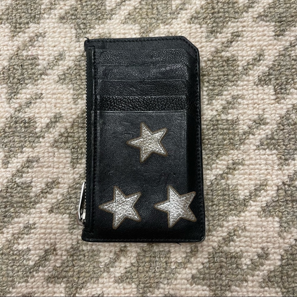 Saint laurent keychain wallet with silver stars